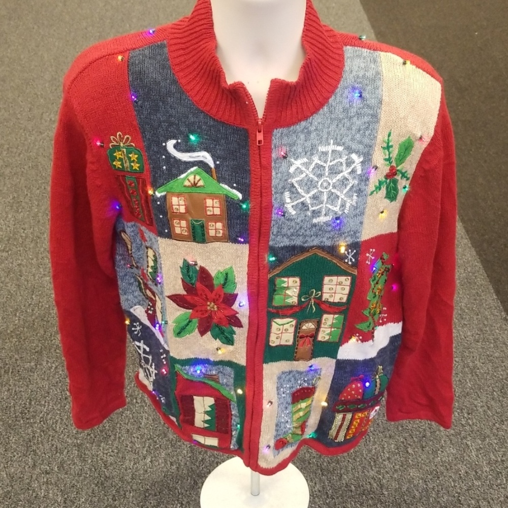 Vintage Christmas sweater with lights
